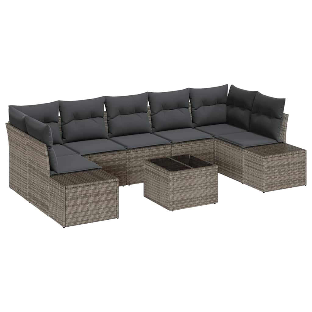 Ensemble de canapé de jardin avec coussin 8 pcs Gris polyrotin - XIOS