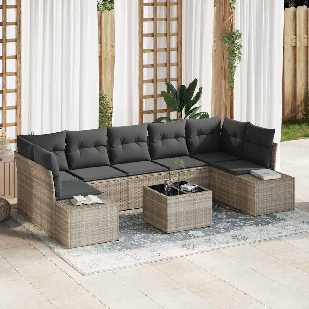 Ensemble de canapé de jardin 8 pcs Gris clair et gris foncé - XIOS