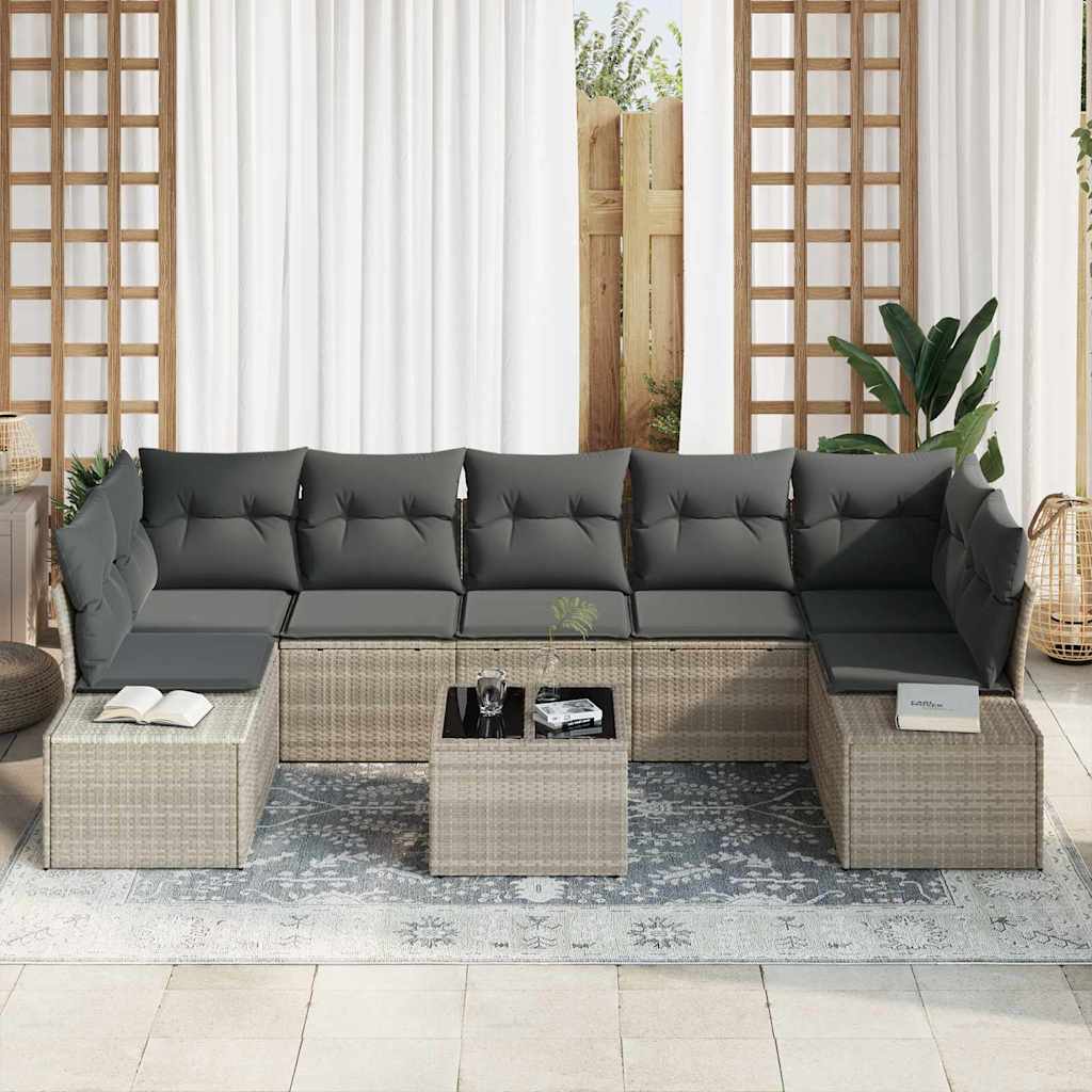 Ensemble de canapé de jardin 8 pcs Gris clair et gris foncé - XIOS