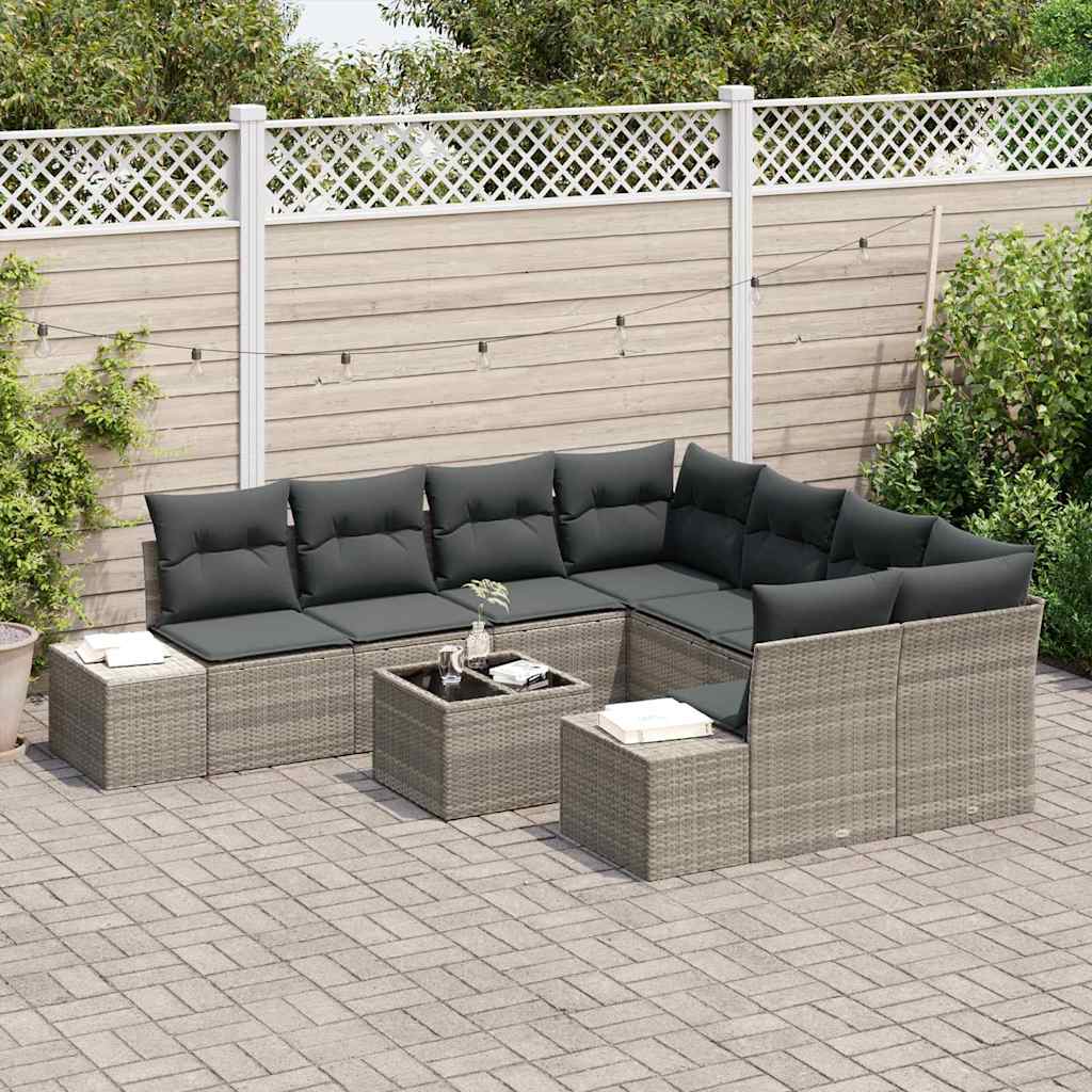 Ensemble de canapé de jardin 9 pcs Gris clair et gris foncé - XIOS