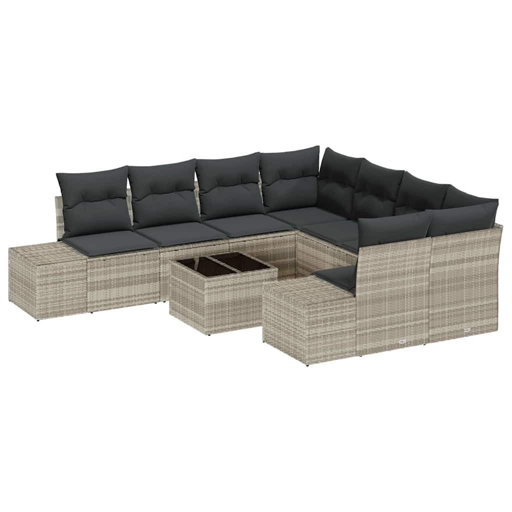 Ensemble de canapé de jardin 9 pcs Gris clair et gris foncé - XIOS