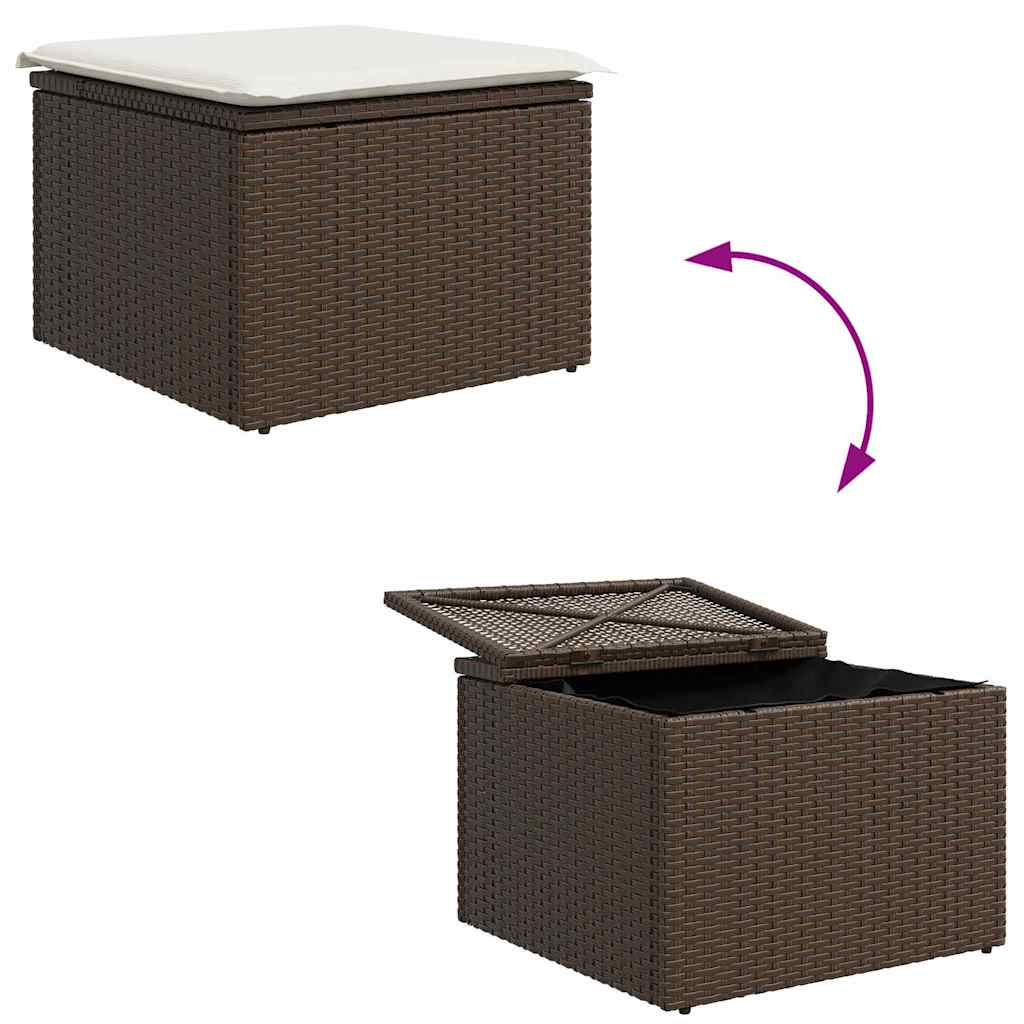 Ensemble de canapé de jardin 4 pcs Marron et Crème polyrotin - XIOS