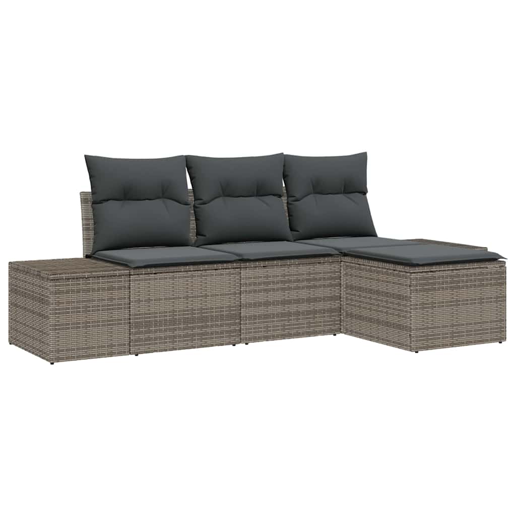 Ensemble de canapé de jardin avec coussin 4 pcs Gris polyrotin - XIOS