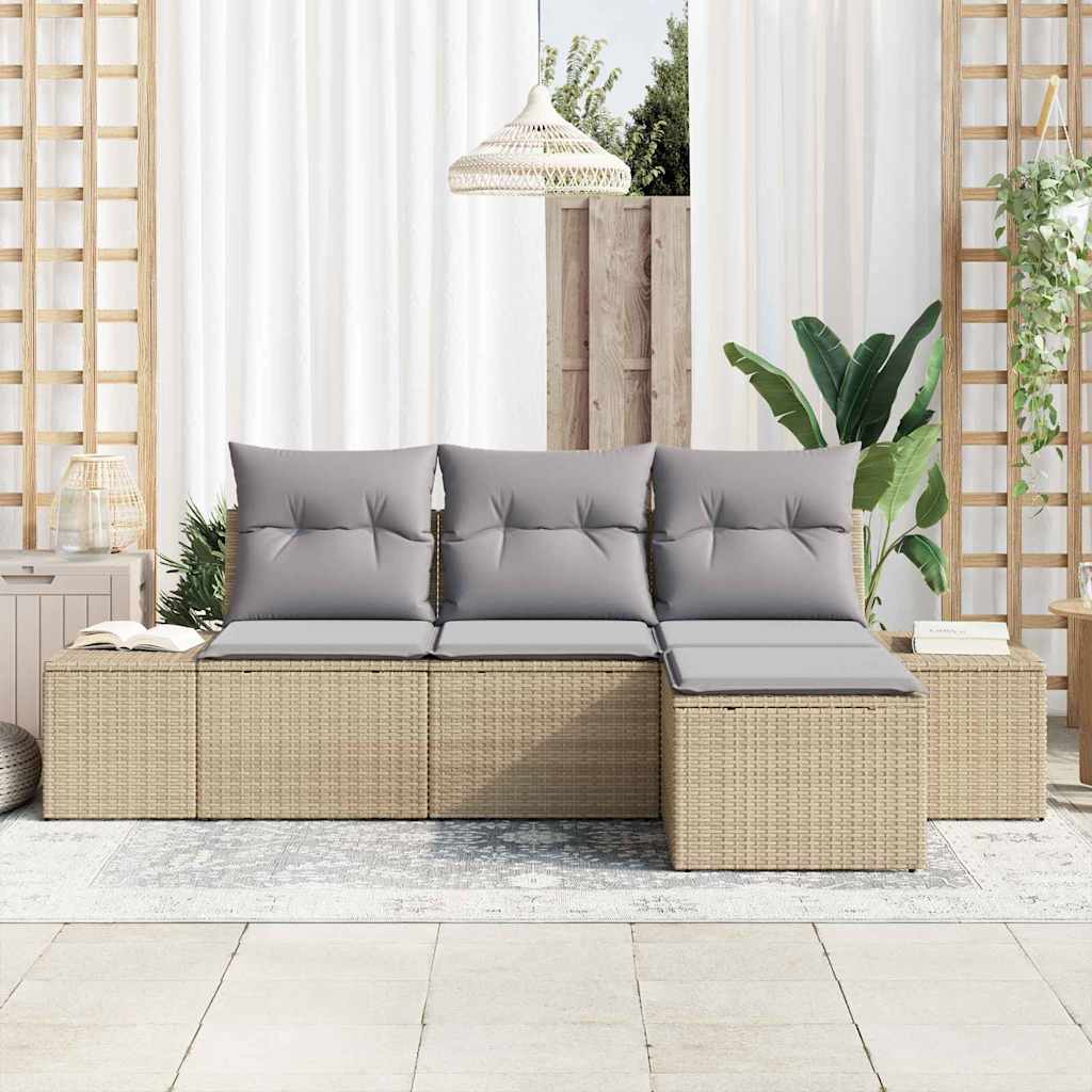 Ensemble de canapé de jardin 4 pcs Beige et Gris clair - XIOS