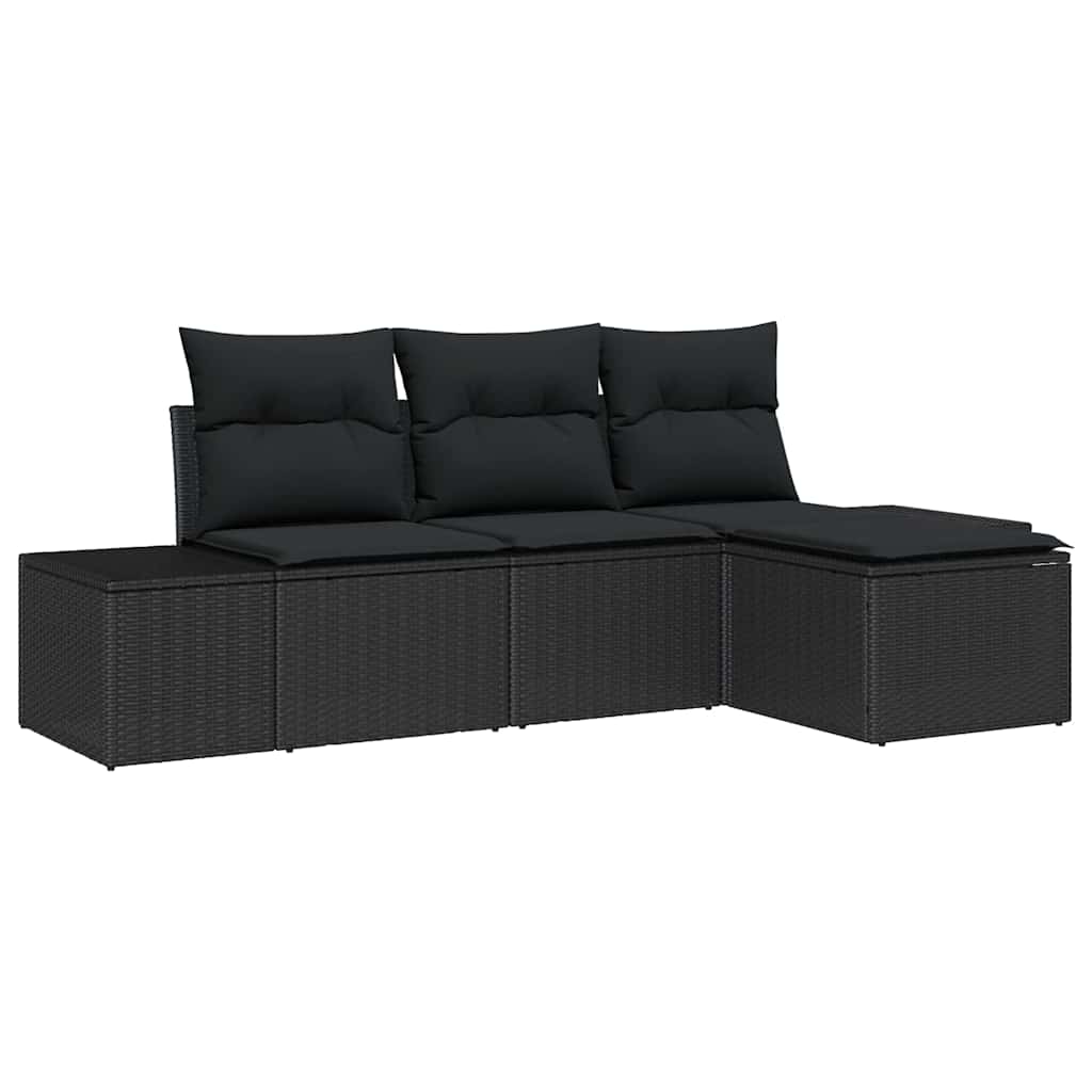 Ensemble de canapé de jardin avec coussin 4 pcs Noir - XIOS