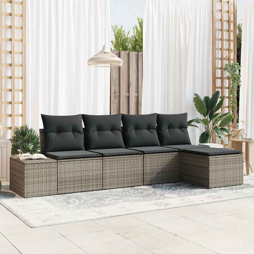 Ensemble de canapé de jardin avec coussin 5 pcs Gris polyrotin - XIOS