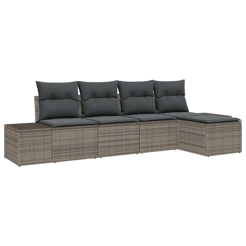 Ensemble de canapé de jardin avec coussin 5 pcs Gris polyrotin - XIOS