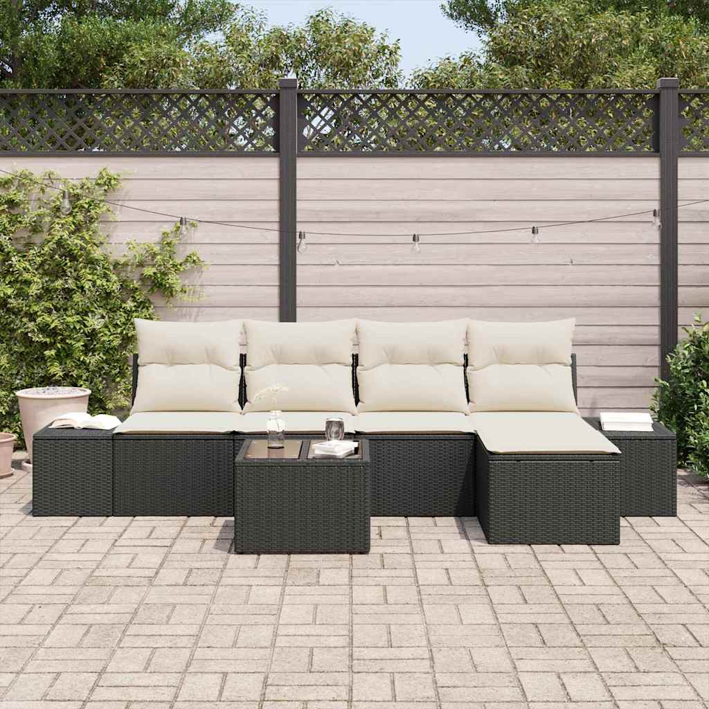 Ensemble de canapé de jardin 5 pcs Marron et Crème polyrotin - XIOS