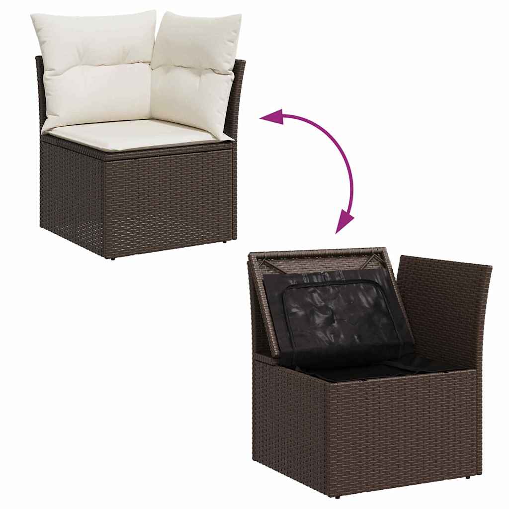 Ensemble de canapé de jardin 4 pcs Marron et Crème polyrotin - XIOS