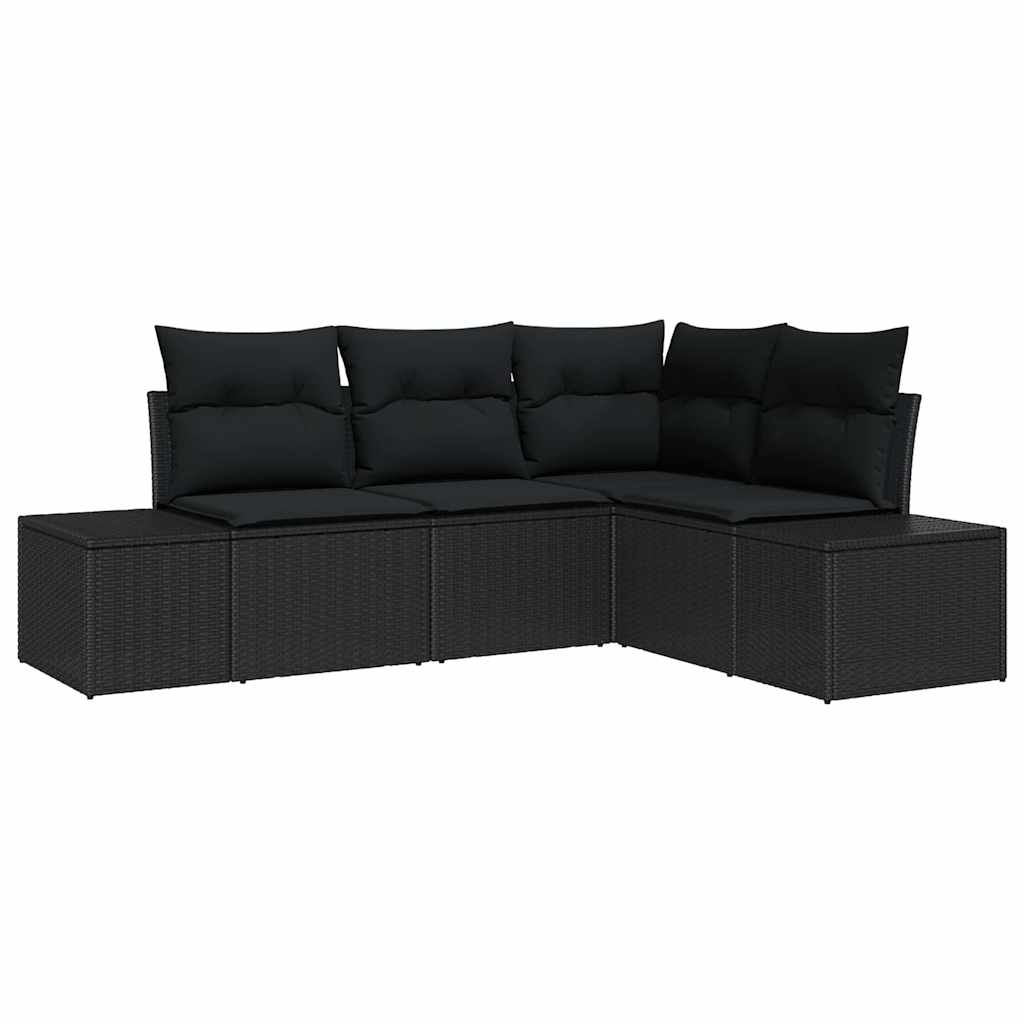 Ensemble de canapé de jardin avec stockage 4 pcs Noir polyrotin - XIOS