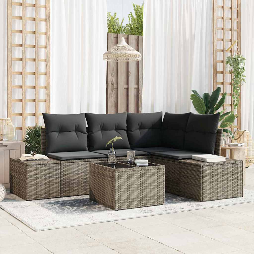 Ensemble de canapé de jardin avec stockage Gris clair polyrotin - XIOS