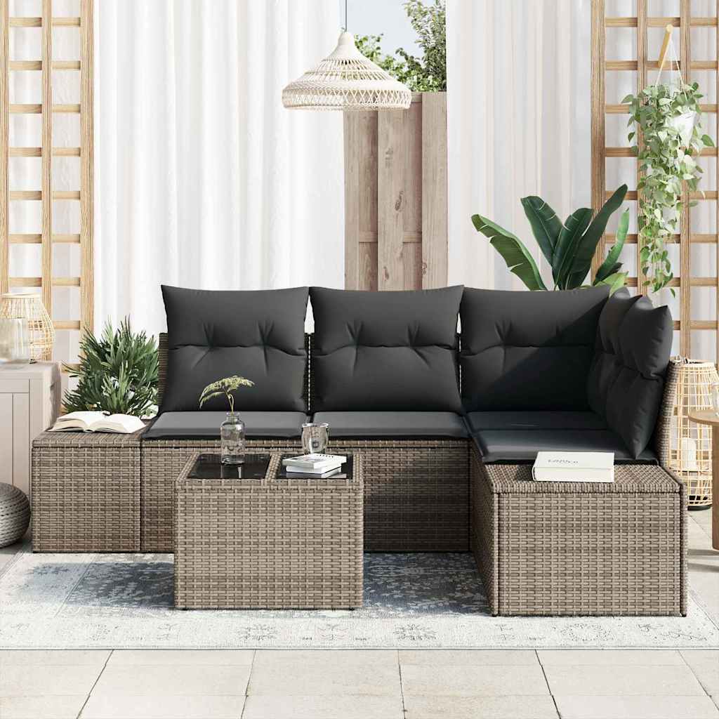 Ensemble de canapé de jardin avec stockage Gris clair polyrotin - XIOS