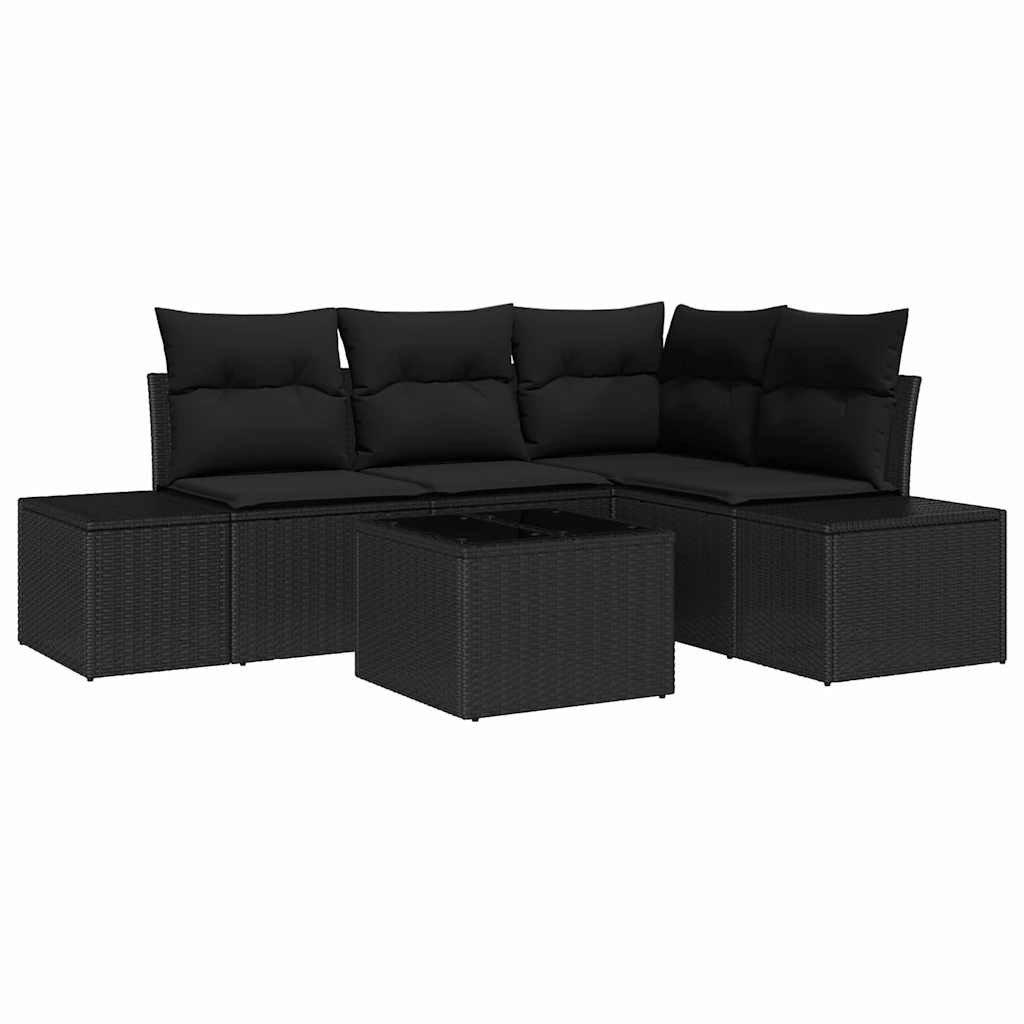Ensemble de canapé de jardin avec stockage Noir polyrotin - XIOS