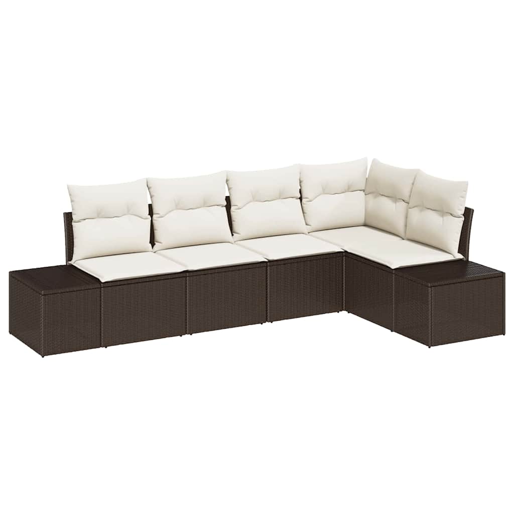 Ensemble de canapé de jardin 5 pcs Marron et Crème polyrotin - XIOS