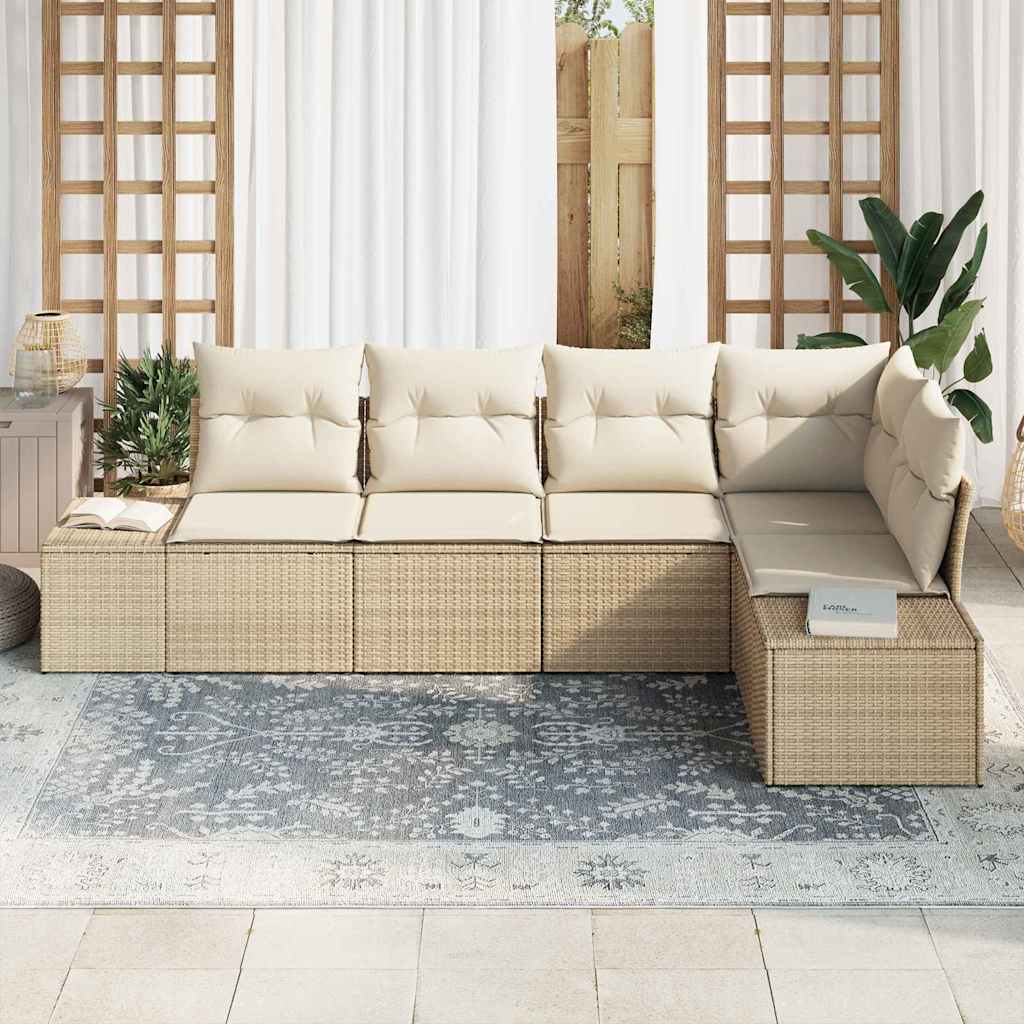 Ensemble de canapé de jardin 5 pc Beige et crème polyrotin