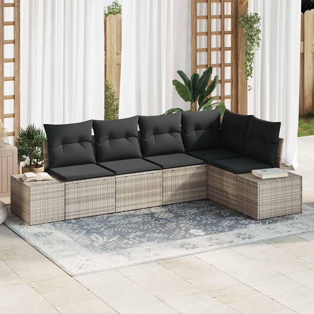 Ensemble de canapé de jardin 5 pcs Gris clair polyrotin - XIOS