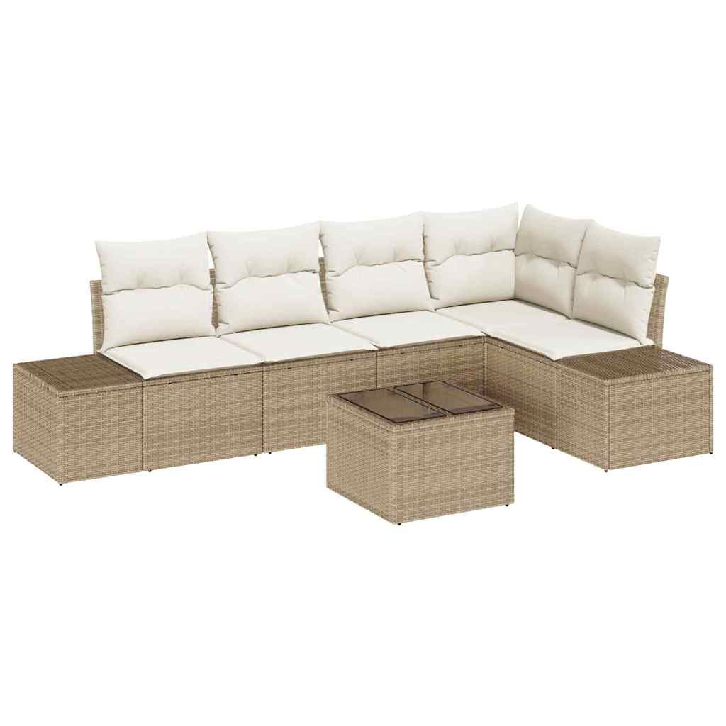 Ensemble de canapé de jardin Beige et crème polyrotin