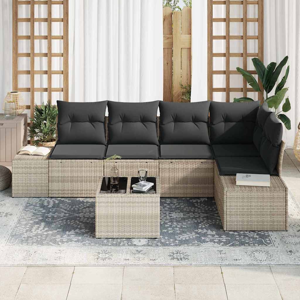 Ensemble de canapé de jardin avec stockage Gris clair polyrotin - XIOS