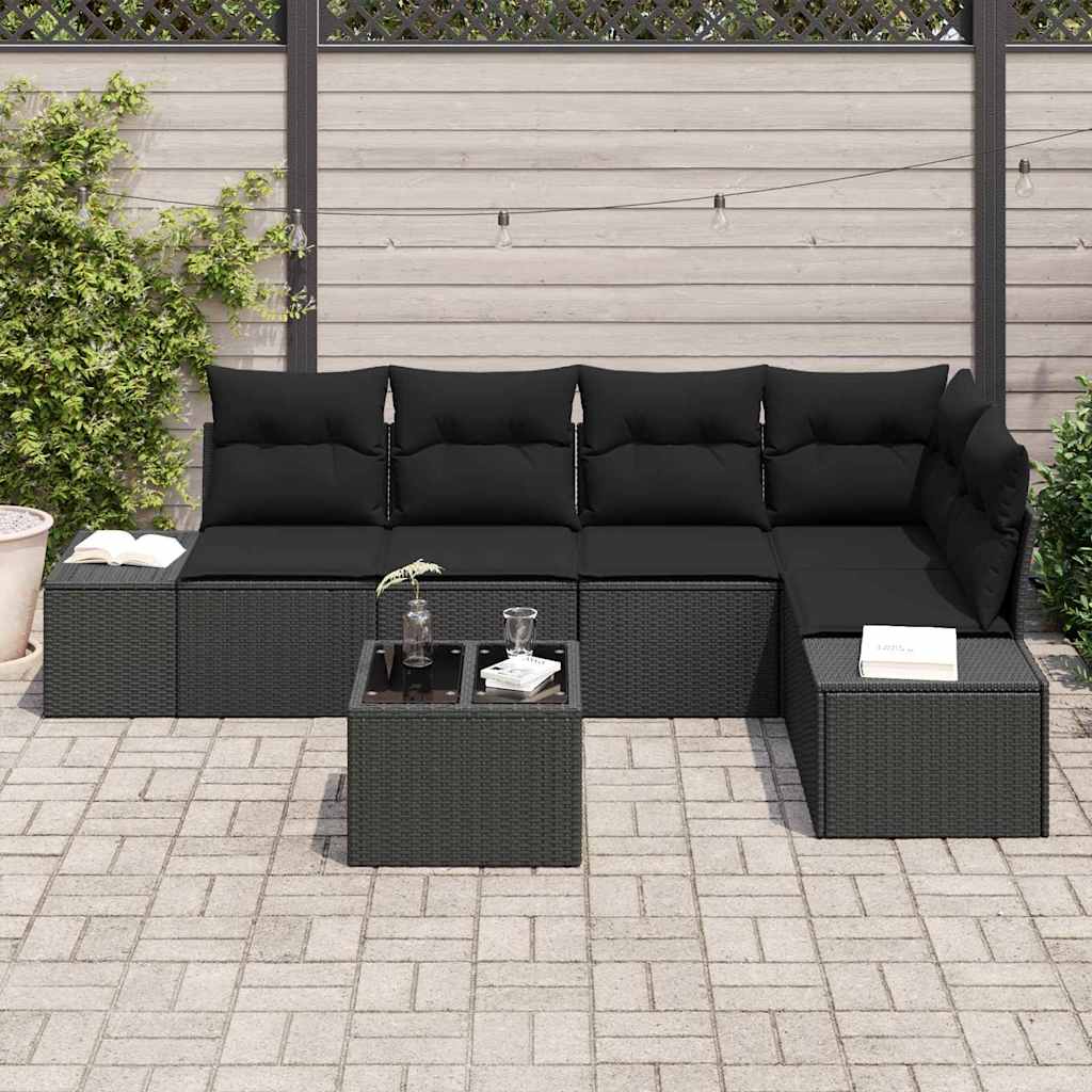 Ensemble de canapé de jardin avec stockage Noir polyrotin - XIOS
