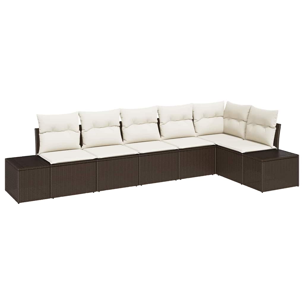 Ensemble de canapé de jardin 6 pcs Marron et Crème polyrotin - XIOS