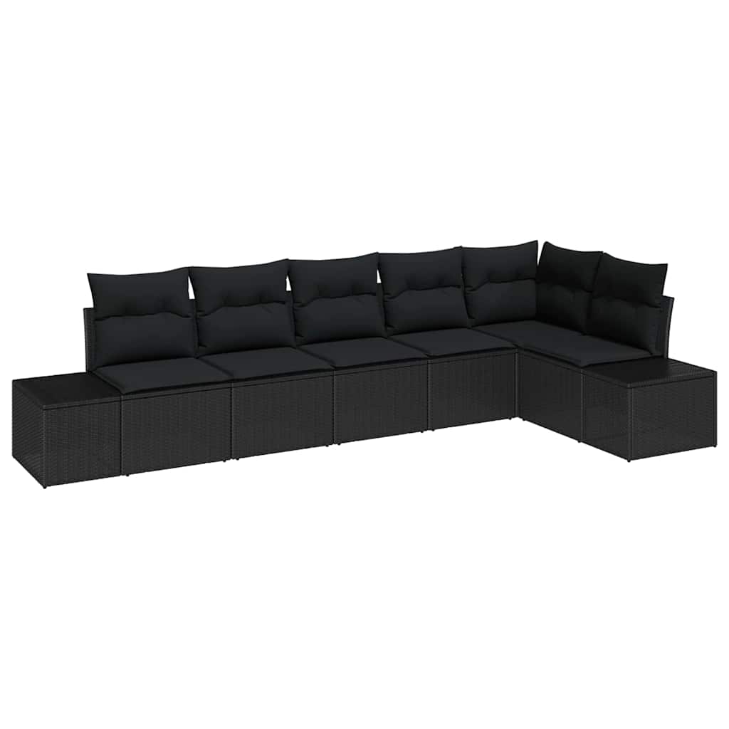 Ensemble de canapé de jardin avec stockage 6 pcs Noir polyrotin - XIOS