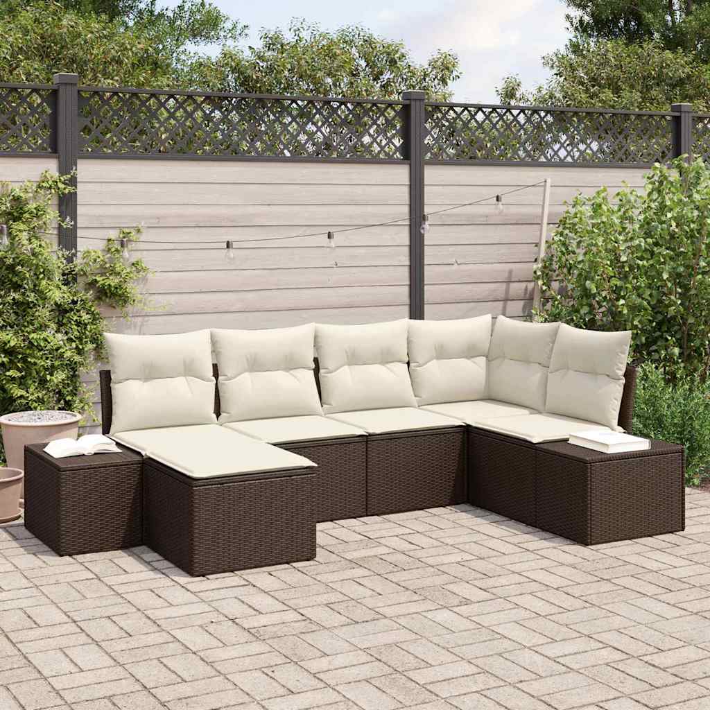 Ensemble de canapé de jardin 6 pcs Marron et Crème polyrotin - XIOS