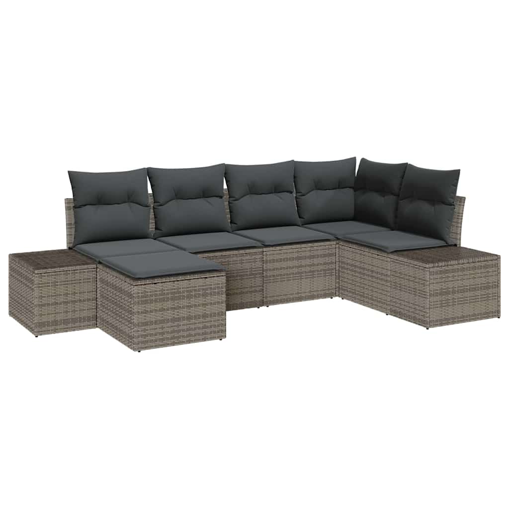Ensemble de canapé de jardin 6 pc Gris polyrotin