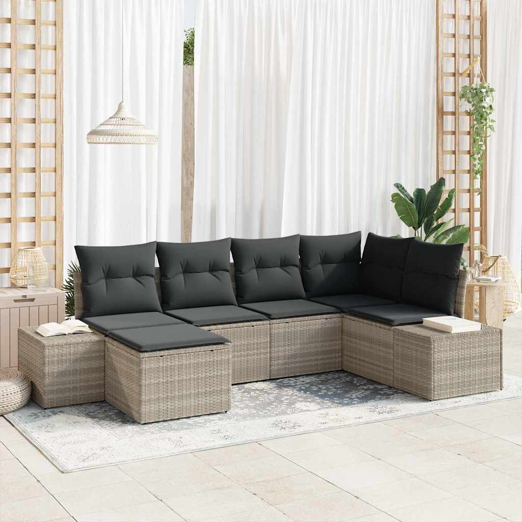 Ensemble de canapé de jardin 6 pcs Gris clair polyrotin - XIOS