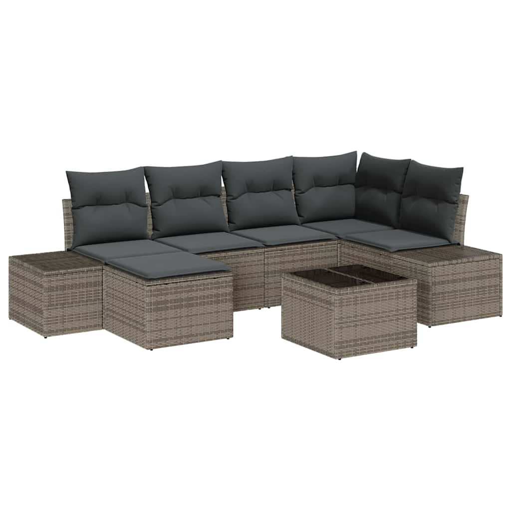Ensemble de canapé de jardin 6 pc Gris polyrotin