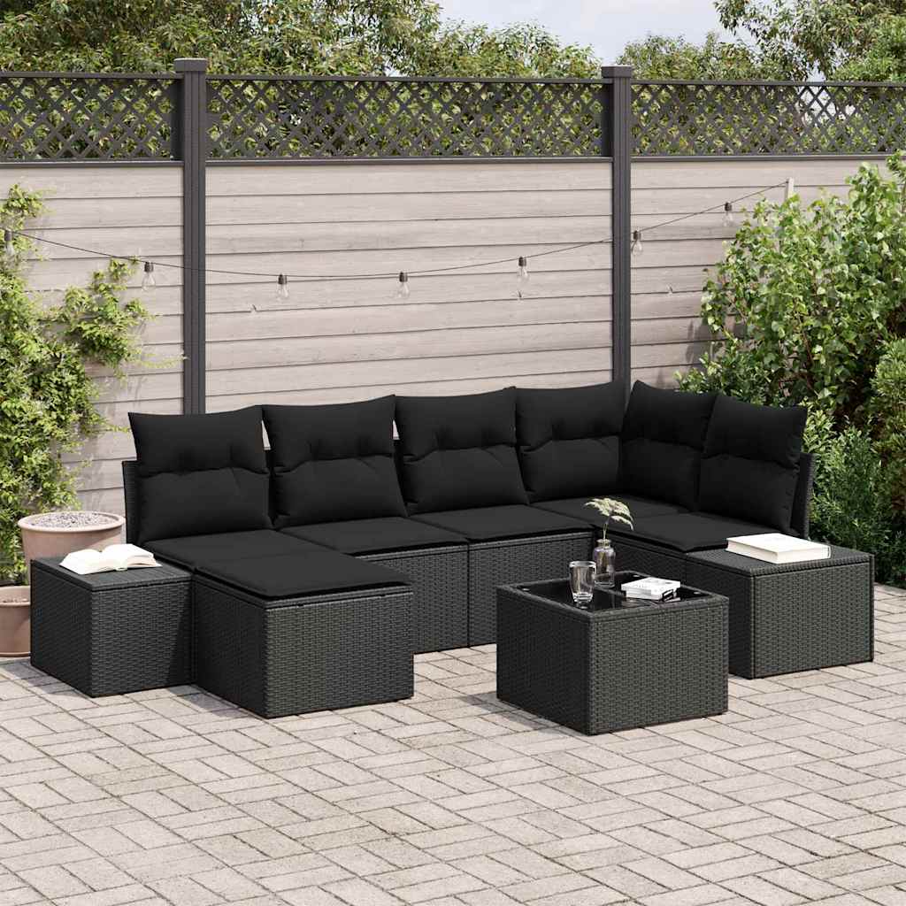 Ensemble de canapé de jardin avec coussin 6 pcs Noir polyrotin - XIOS