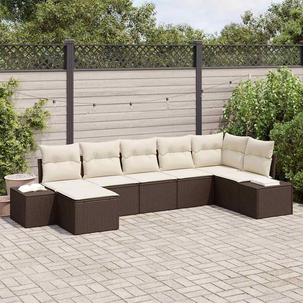 Ensemble de canapé de jardin 7 pcs Marron Poly rotin - XIOS