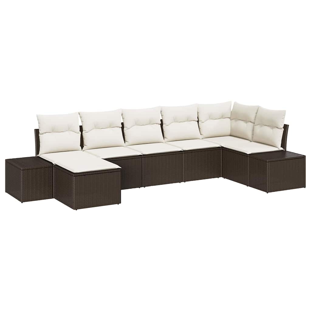 Ensemble de canapé de jardin 7 pcs Marron Poly rotin - XIOS