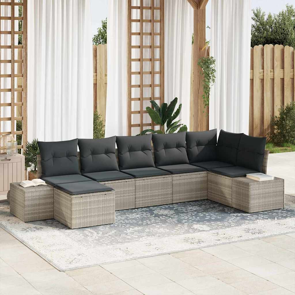 Ensemble de canapé de jardin 7 pcs Gris clair polyrotin - XIOS