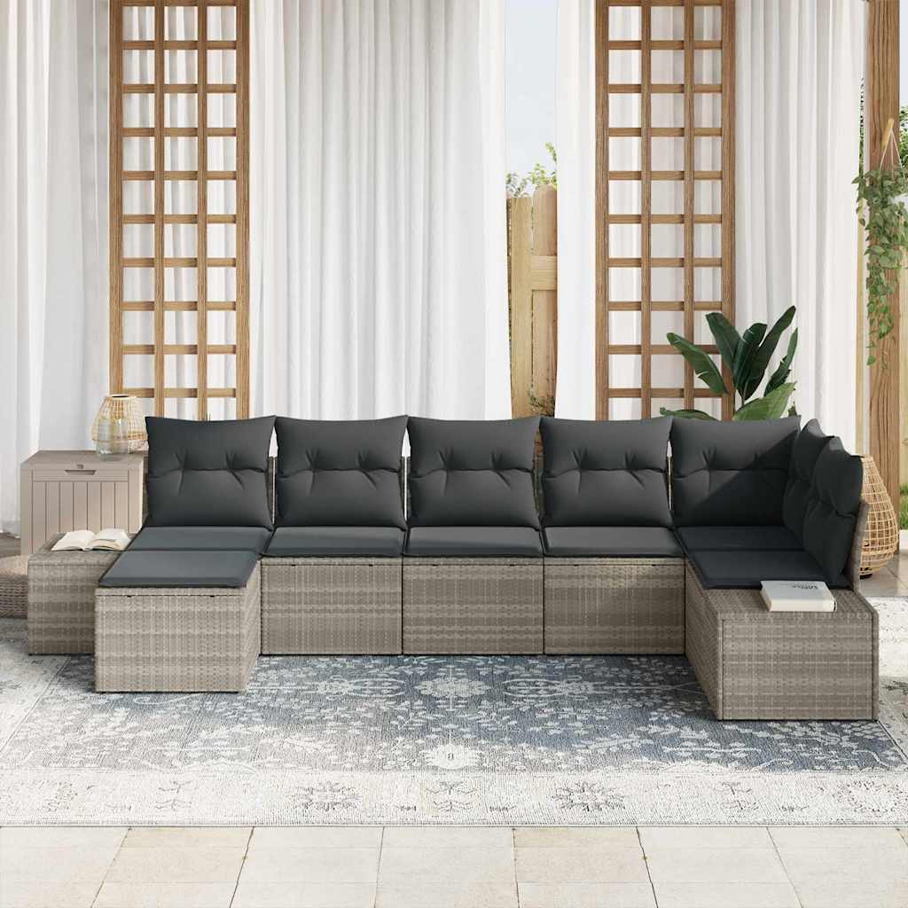 Ensemble de canapé de jardin 7 pcs Gris clair polyrotin - XIOS