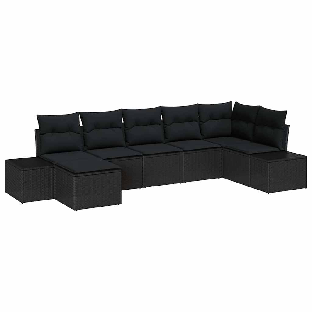 Ensemble de canapé de jardin avec coussin 7 pcs Noir polyrotin - XIOS