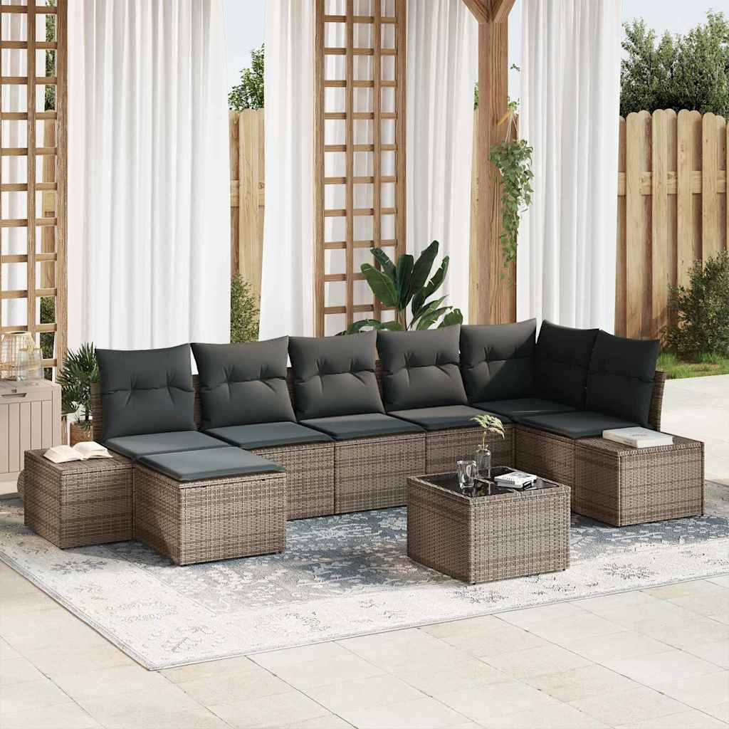 Ensemble de canapé de jardin avec coussin 7 pcs Gris polyrotin - XIOS
