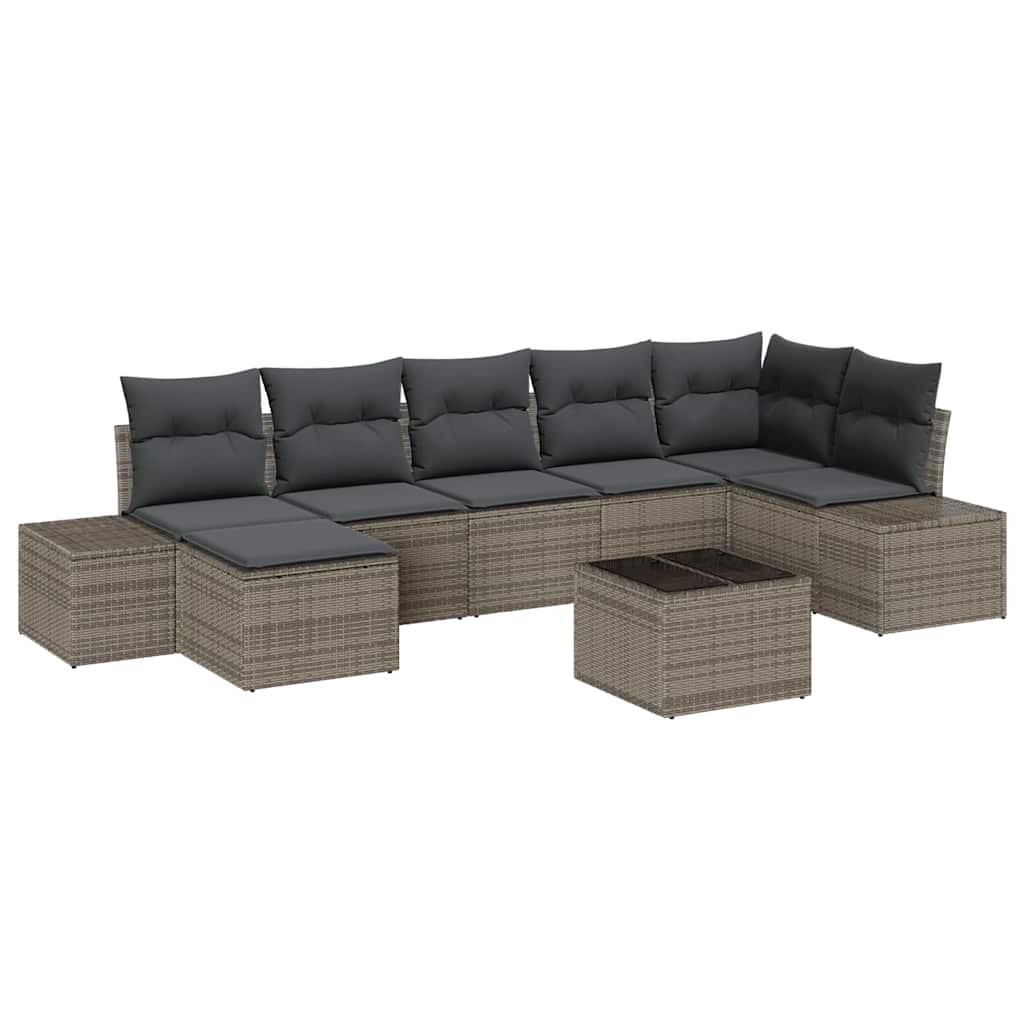 Ensemble de canapé de jardin avec coussin 7 pcs Gris polyrotin - XIOS