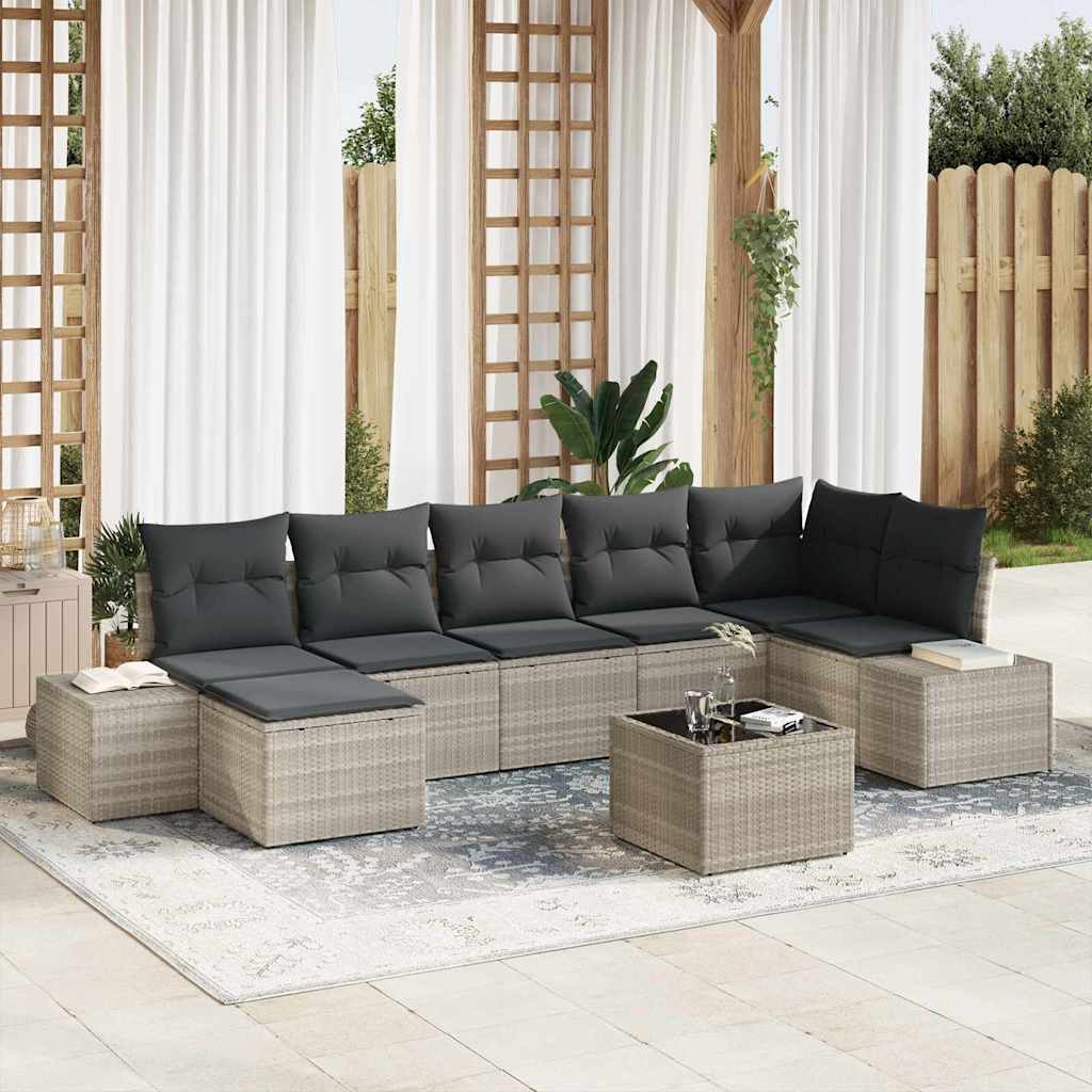 Ensemble de canapé de jardin 7 pcs Gris clair polyrotin - XIOS