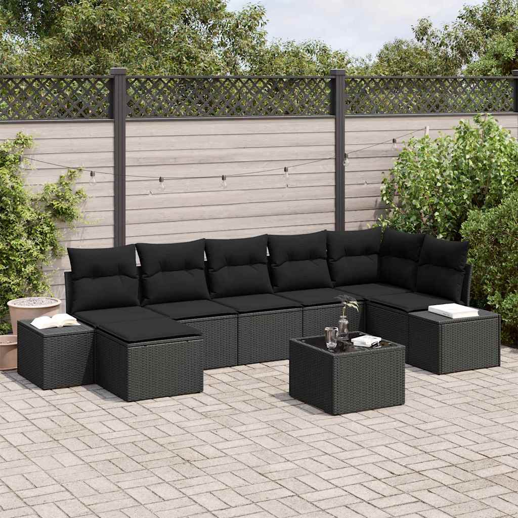 Ensemble de canapé de jardin avec coussin 7 pcs Noir polyrotin - XIOS