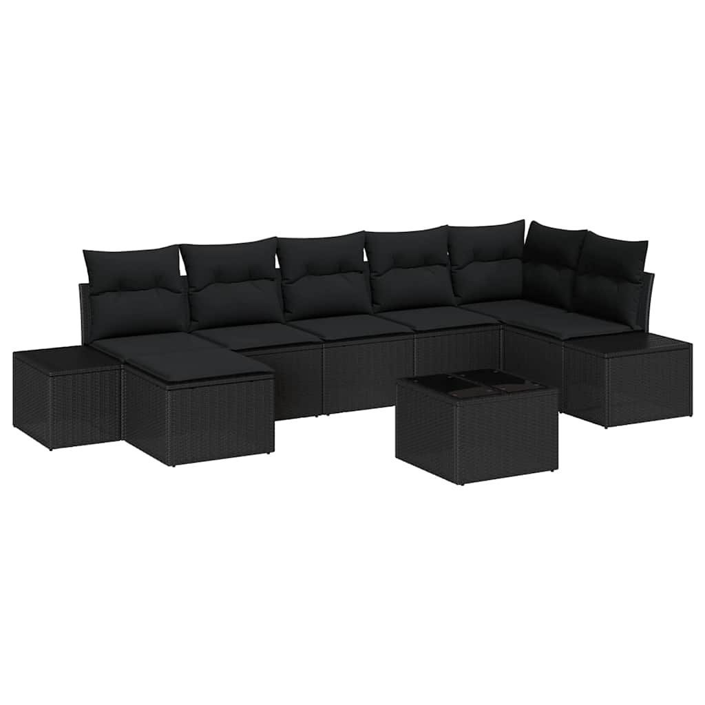 Ensemble de canapé de jardin avec coussin 7 pcs Noir polyrotin - XIOS