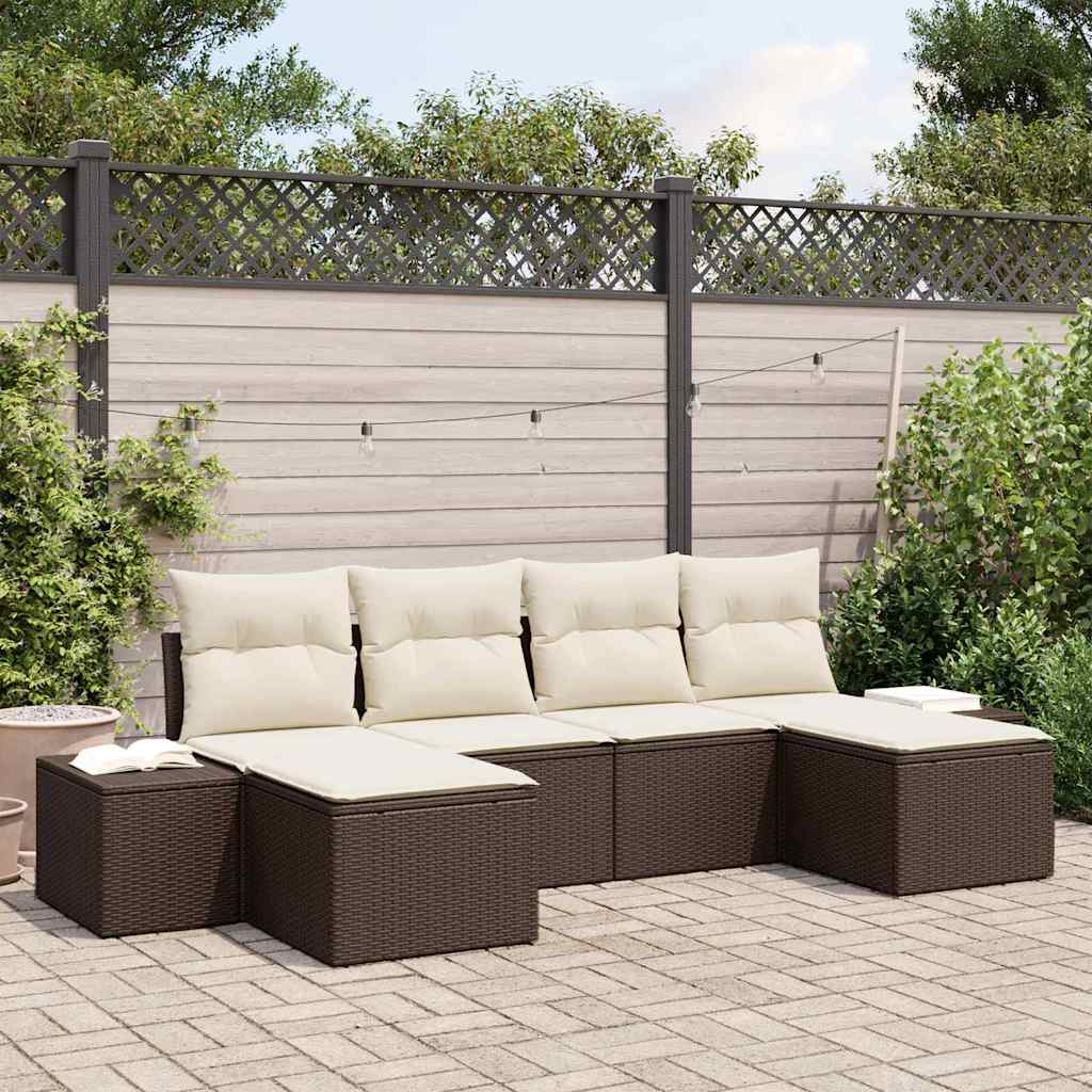 Ensemble de canapé de jardin 4 pcs Marron et Crème polyrotin - XIOS