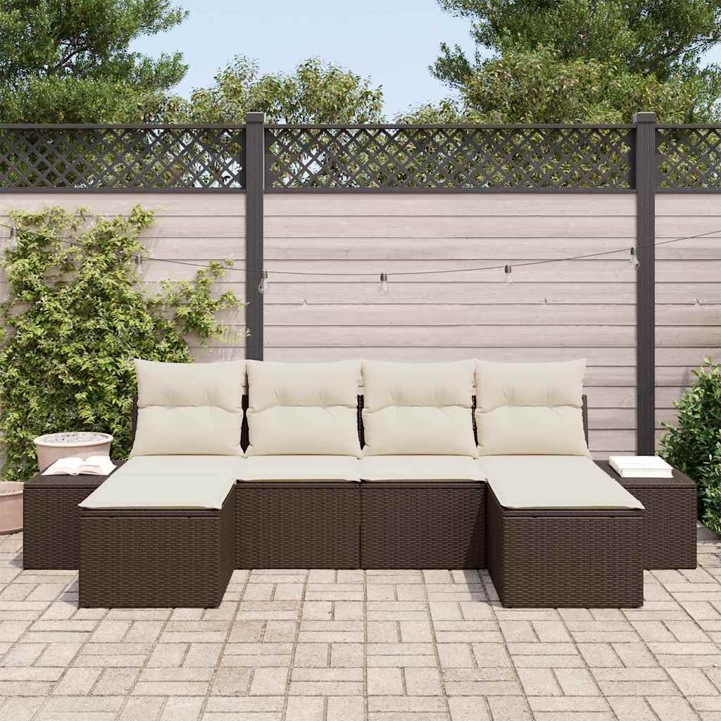 Ensemble de canapé de jardin 4 pcs Marron et Crème polyrotin - XIOS