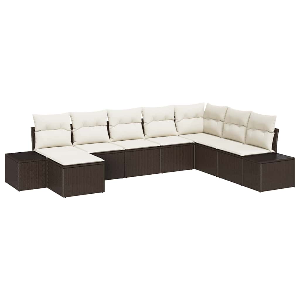 Ensemble de canapé de jardin 8 pcs Marron et Crème polyrotin - XIOS