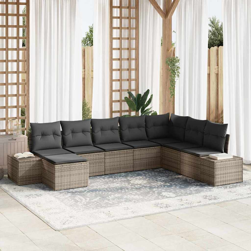 Ensemble de canapé de jardin avec coussin 8 pcs Gris polyrotin - XIOS