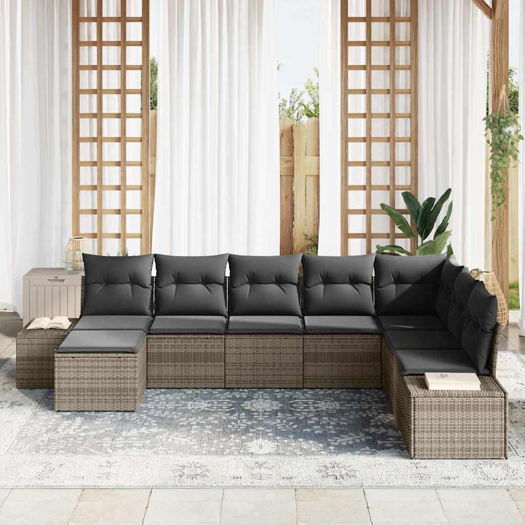 Ensemble de canapé de jardin avec coussin 8 pcs Gris polyrotin - XIOS