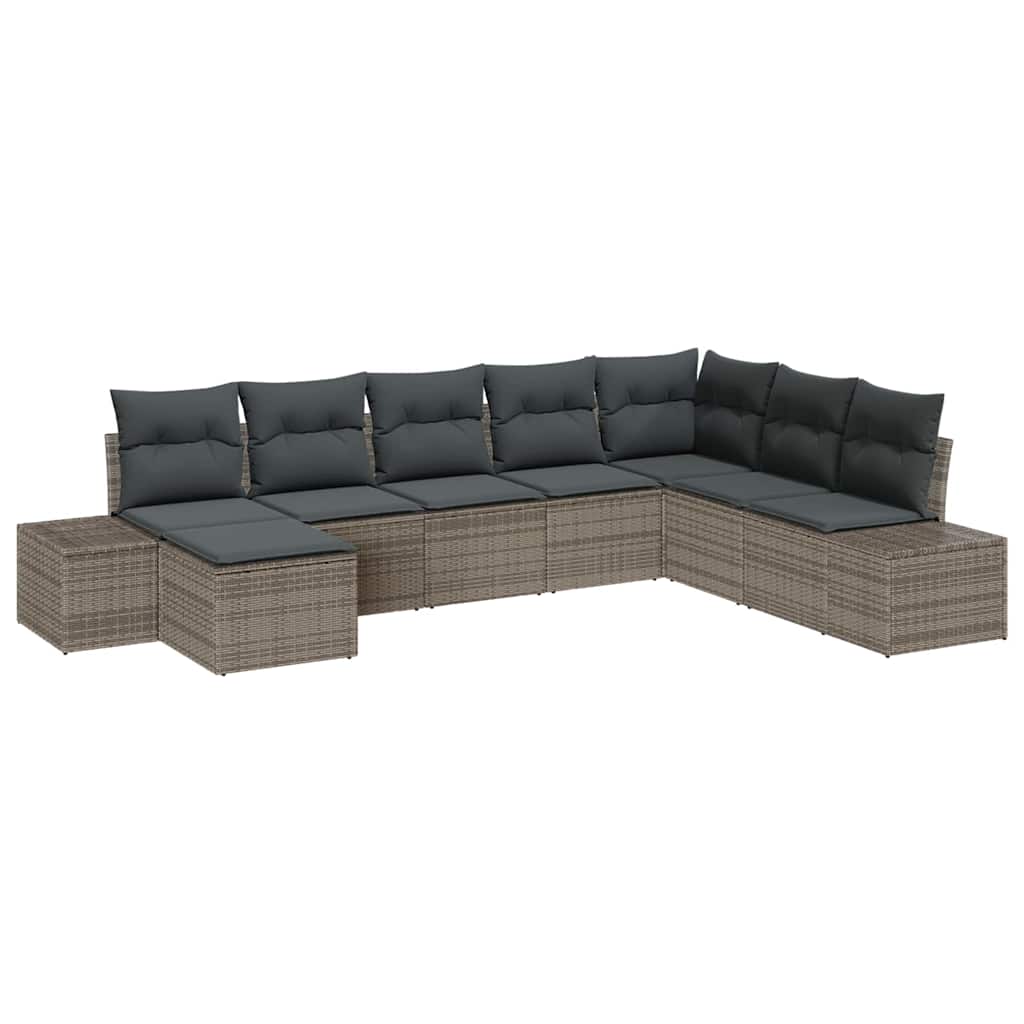 Ensemble de canapé de jardin avec coussin 8 pcs Gris polyrotin - XIOS