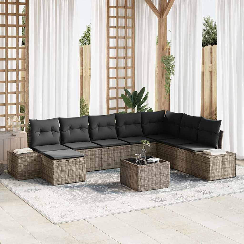 Ensemble de canapé de jardin avec coussin 8 pcs Gris polyrotin - XIOS