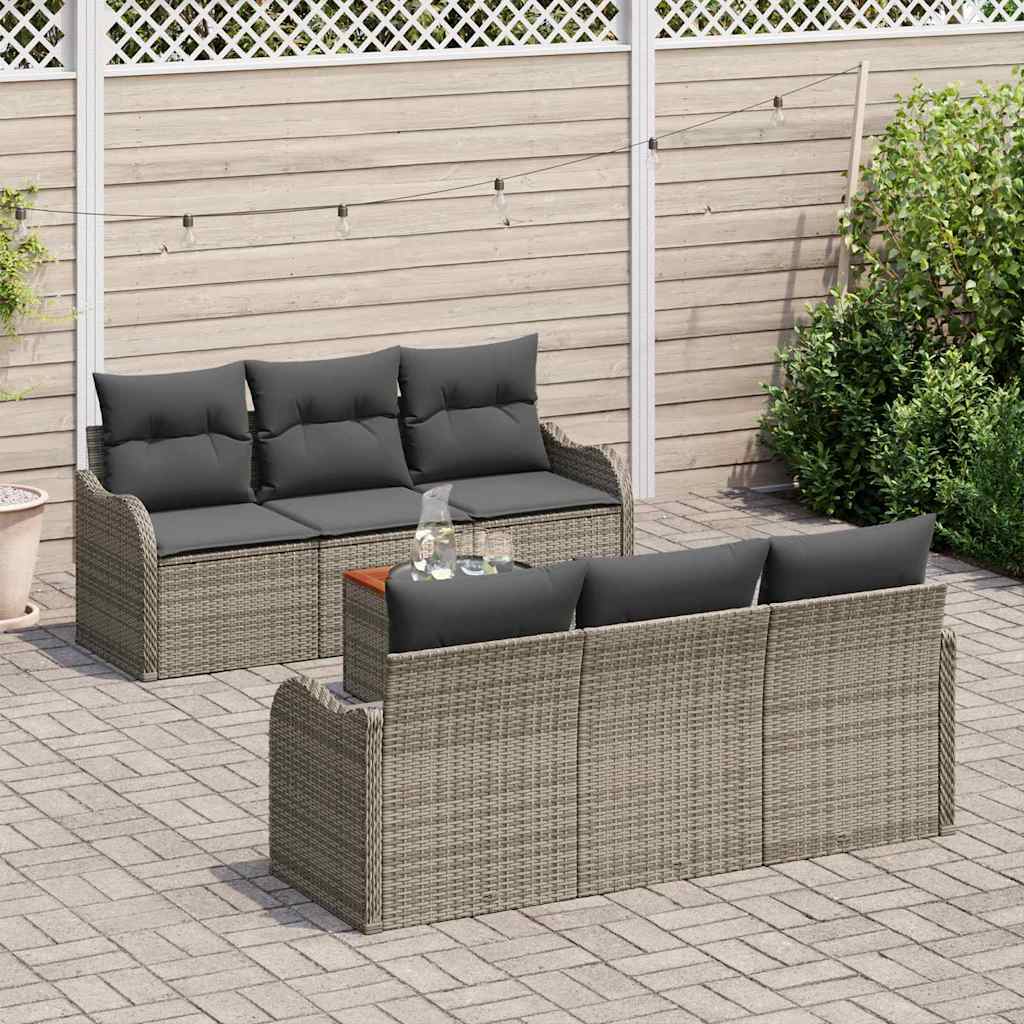 Ensemble de canapé de jardin avec stockage 7 pcs Gris polyrotin - XIOS