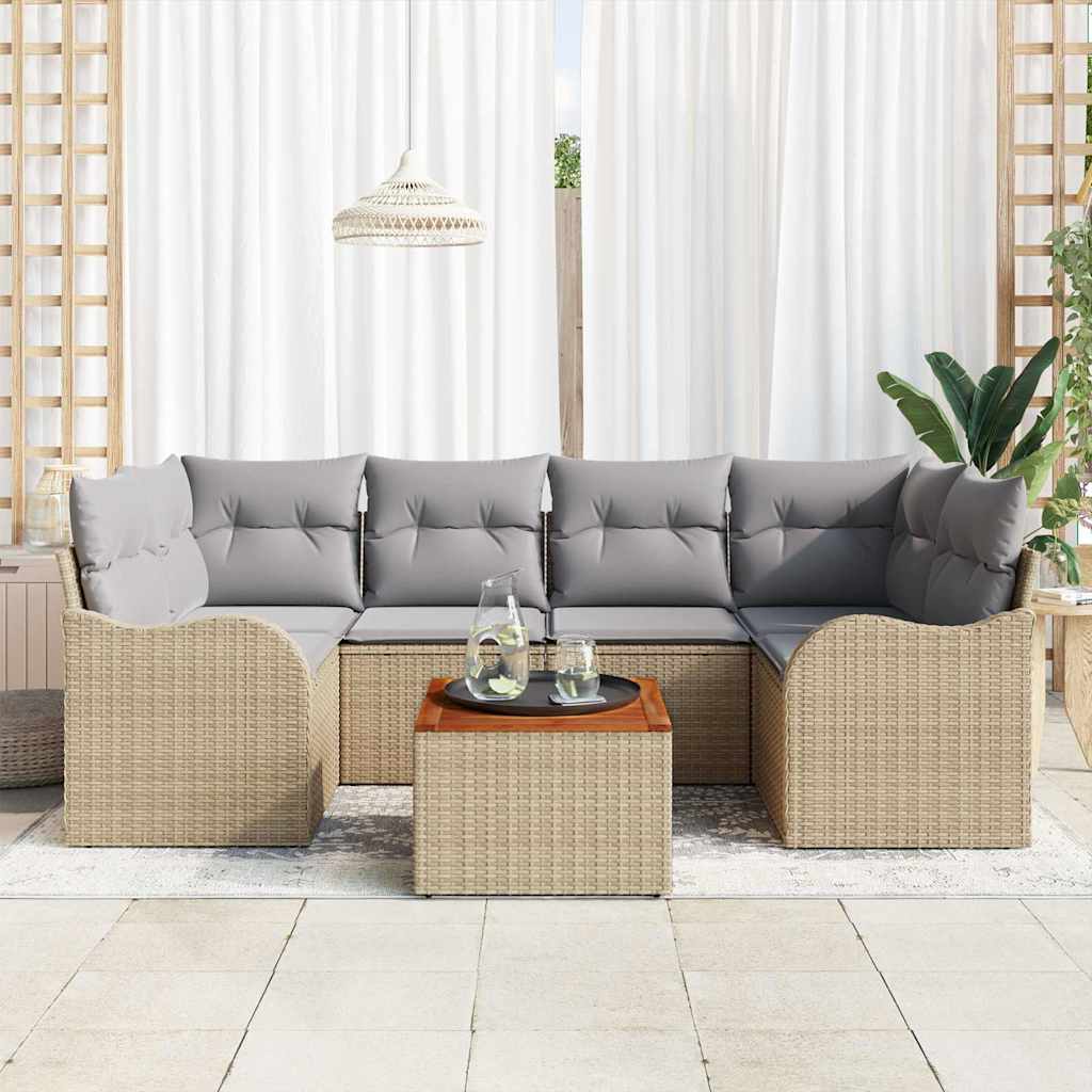 Ensemble de canapé de jardin 7 pcs Beige et Gris clair - XIOS