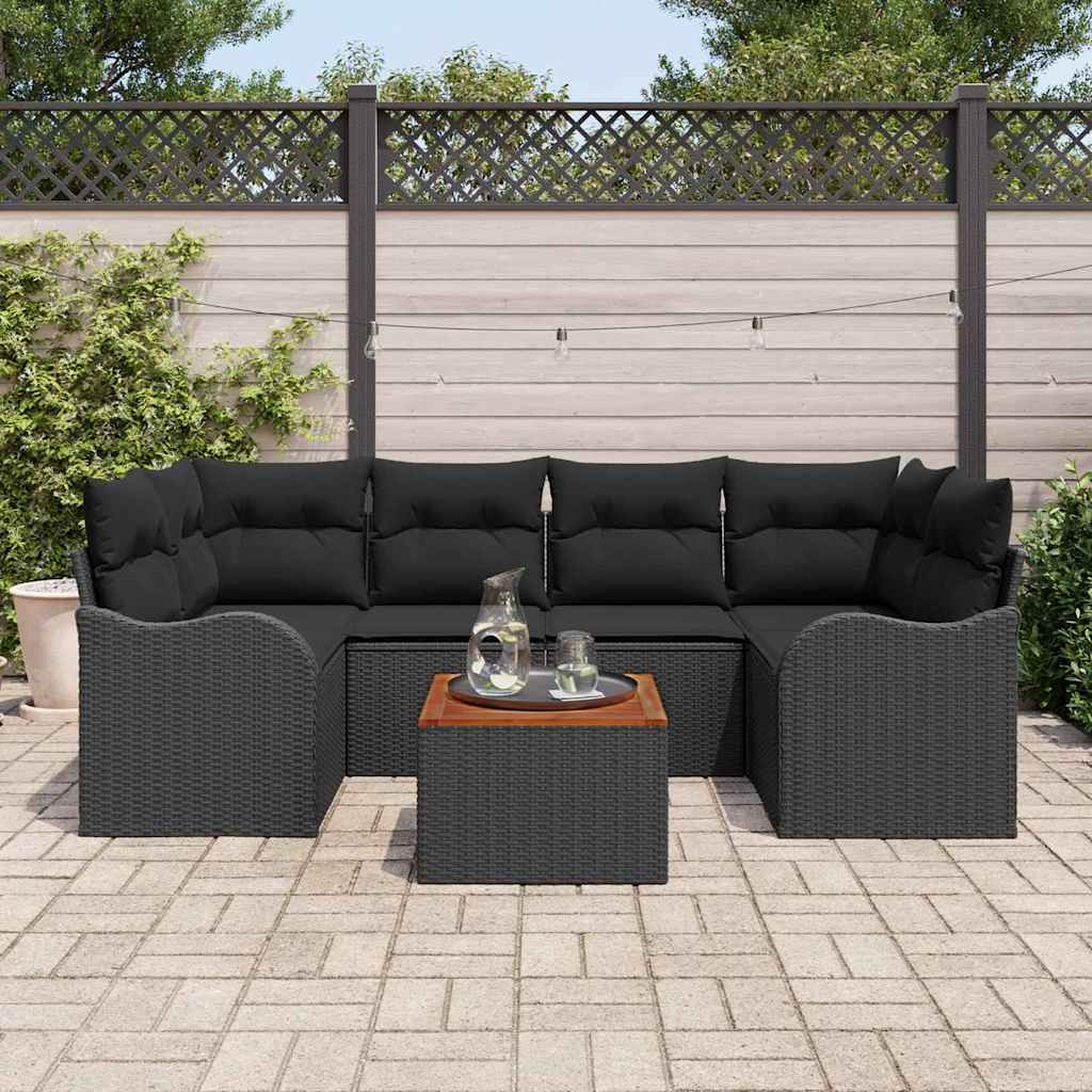 Ensemble de canapé de jardin avec stockage 7 pcs Noir polyrotin - XIOS